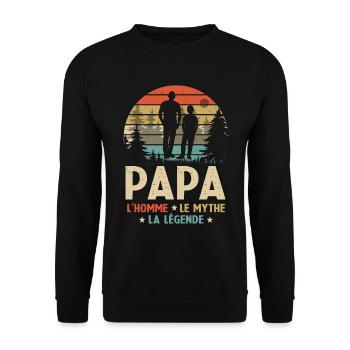 Papa L'homme Le Mythe La Légende - Sweat-shirt Unisexe - noir - Devant - Alina (178cm) & Michal (187cm)