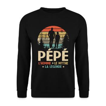 Pépé L'homme Le Mythe La Légende - Sweat-shirt Unisexe - noir - Devant - Alina (178cm) & Michal (187cm)