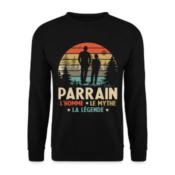 Parrain L'homme Le Mythe La Légende - Sweat-shirt Unisexe - noir - Devant - Alina (178cm) & Michal (187cm)