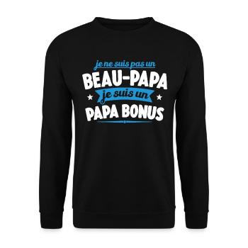 Je Ne Suis Pas Un Beau-papa Je Suis Un Papa Bonus - Sweat-shirt Unisexe - noir - Devant - Alina (178cm) & Michal (187cm)