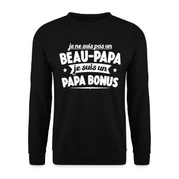Je Ne Suis Pas Un Beau-papa Je Suis Un Papa Bonus - Sweat-shirt Unisexe - noir - Devant - Alina (178cm) & Michal (187cm)
