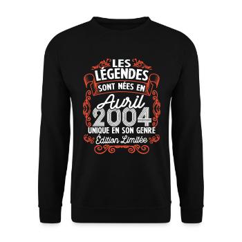 Vintage Flourish Cadeau Anniversaire Avril 2004 - Sweat-shirt Unisexe - noir - Devant - Alina (178cm) & Michal (187cm)
