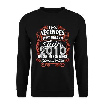 Vintage Flourish Cadeau Anniversaire Juin 2010 - Sweat-shirt Unisexe - noir - Devant - Alina (178cm) & Michal (187cm)