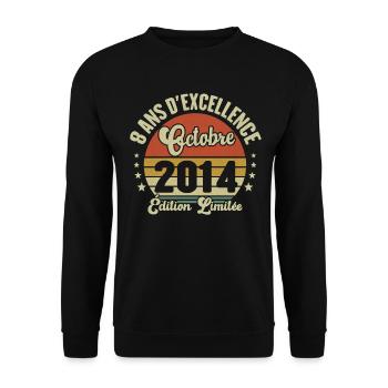 8 Ans Anniversaire Vintage En Octobre 2014 - Sweat-shirt Unisexe - noir - Devant - Alina (178cm) & Michal (187cm)