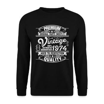 Superior Quality 1974 Aged To Perfection - Unisex Sweatshirt - black - Front - Alina (178cm) & Michal (187cm)