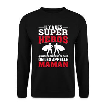 Maman Super-Héros Qui Ne Porte Pas De Masque - Sweat-shirt Unisexe - noir - Devant - Alina (178cm) & Michal (187cm)
