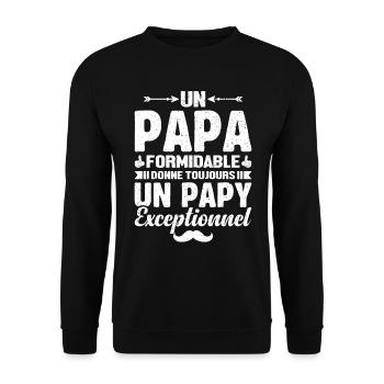 Un Papa Formidable - Papy Exceptionnel Cadeau - Sweat-shirt Unisexe - noir - Devant - Alina (178cm) & Michal (187cm)