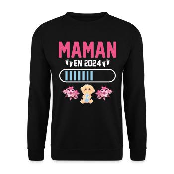 Maman En 2024 - Sweat-shirt Unisexe - noir - Devant - Alina (178cm) & Michal (187cm)