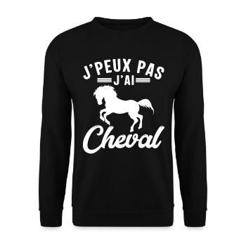 Je Peux Pas J'ai Cheval - Sweat-shirt Unisexe - noir - Devant - Alina (178cm) & Michal (187cm)