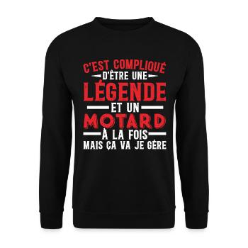 Je Suis Une Légende Et Un Motard - Sweat-shirt Unisexe - noir - Devant - Alina (178cm) & Michal (187cm)