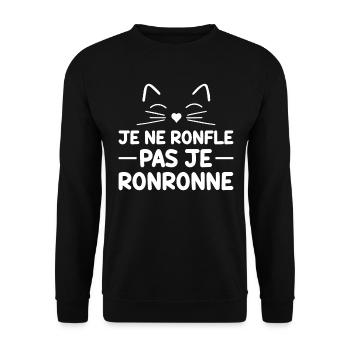 Je Ne Ronfle Pas Je Ronronne - Sweat-shirt Unisexe - noir - Devant - Alina (178cm) & Michal (187cm)
