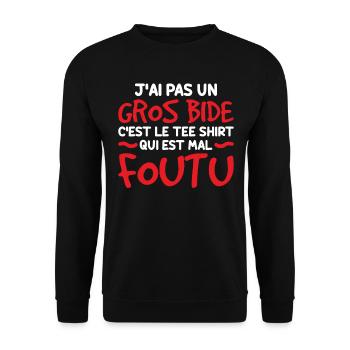 J'ai Pas Un Gros Bide - Sweat-shirt Unisexe - noir - Devant - Alina (178cm) & Michal (187cm)