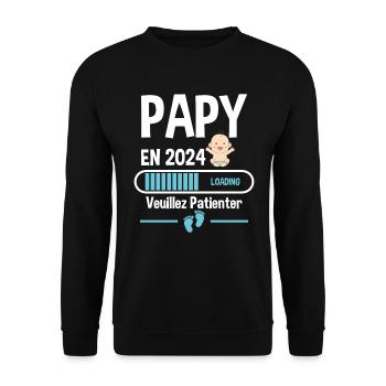 Futur Papy 2024 Grand-père Bébé Grossesse Cadeau - Sweat-shirt Unisexe - noir - Devant - Alina (178cm) & Michal (187cm)