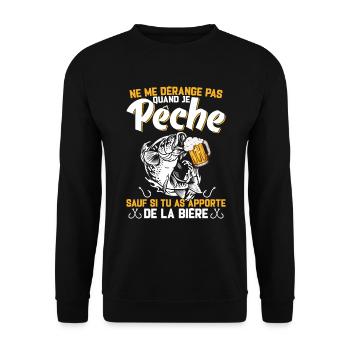 Ne Me Dérange Pas Quand Je Pêche Cadeau Pêcheur - Sweat-shirt Unisexe - noir - Devant - Alina (178cm) & Michal (187cm)