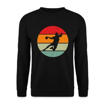 Vintage Handball Player Gift Sport Handball - Unisex Sweatshirt - black - Front - Alina (178cm) & Michal (187cm)