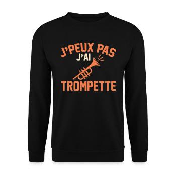 Je Peux Pas J Ai Trompette Cadeau Trompettiste - Sweat-shirt Unisexe - noir - Devant - Alina (178cm) & Michal (187cm)
