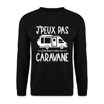 Je Peux Pas Je Me Barre Avec Ma Caravane - Sweat-shirt Unisexe - noir - Devant - Alina (178cm) & Michal (187cm)