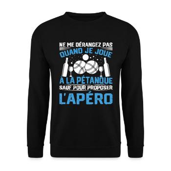 Cadeau Drôle Pour Amoureux De Pétanque Et Apéro - Sweat-shirt Unisexe - noir - Devant - Alina (178cm) & Michal (187cm)