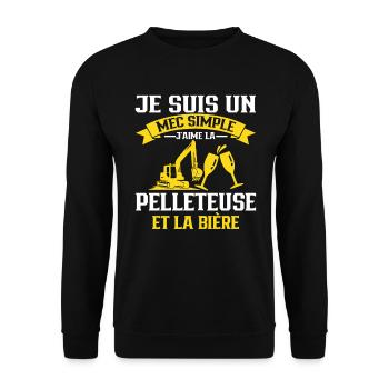 Un Mec Simple J'aime La Pelleteuse Et La Bière - Sweat-shirt Unisexe - noir - Devant - Alina (178cm) & Michal (187cm)