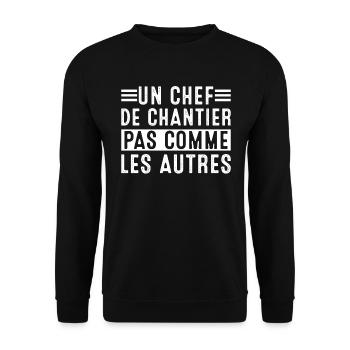 Un Chef De Chantier Pas Comme Les Autres - Sweat-shirt Unisexe - noir - Devant - Alina (178cm) & Michal (187cm)