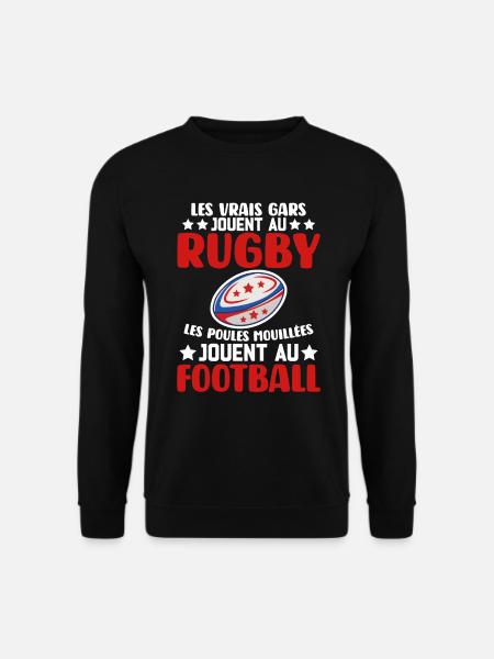 Les Vrais Gars Jouent Au Rugby Cadeau Rugbyman - Sweat-shirt Unisexe - noir
