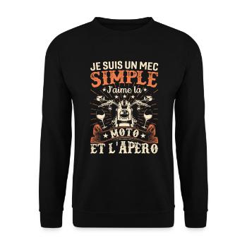 J'aime La Moto Et L'apéro - Sweat-shirt Unisexe - noir - Devant - Alina (178cm) & Michal (187cm)