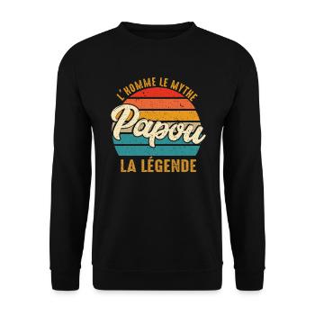 Papou L'homme Le Mythe La Légende - Sweat-shirt Unisexe - noir - Devant - Alina (178cm) & Michal (187cm)