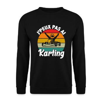 Ich kann nicht Karting haben - Unisex Pullover - Schwarz - Vorne - Alina (178cm) & Michal (187cm)