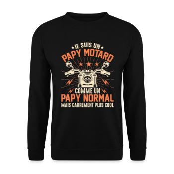Je Suis Un Papy Motard Très Cool - Sweat-shirt Unisexe - noir - Devant - Alina (178cm) & Michal (187cm)