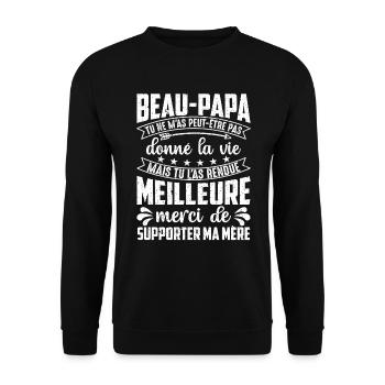 Stiefvater Danke für die Unterstützung von My Mother - Unisex Pullover - Schwarz - Vorne - Alina (178cm) & Michal (187cm)