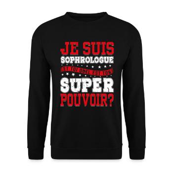 Je Suis Sophrologue Quel Est Ton Super Pouvoir - Sweat-shirt Unisexe - noir - Devant - Alina (178cm) & Michal (187cm)