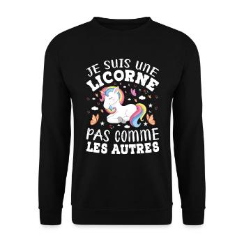 Je Suis Une Licorne Pas Comme Les Autres - Sweat-shirt Unisexe - noir - Devant - Alina (178cm) & Michal (187cm)