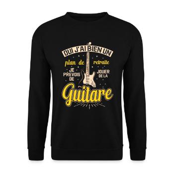 Mon Plan De Retraite C'est Jouer De Guitare - Sweat-shirt Unisexe - noir - Devant - Alina (178cm) & Michal (187cm)