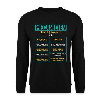 Tarif Horaire D'un Mécanicien Cadeau Humour - Sweat-shirt Unisexe - noir - Devant - Alina (178cm) & Michal (187cm)