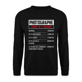Tarif Horaire D'un Photographe - Sweat-shirt Unisexe - noir - Devant - Alina (178cm) & Michal (187cm)