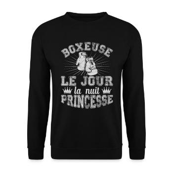 Boxeuse Le Jour La Nuit Princesse - Sweat-shirt Unisexe - noir - Devant - Alina (178cm) & Michal (187cm)
