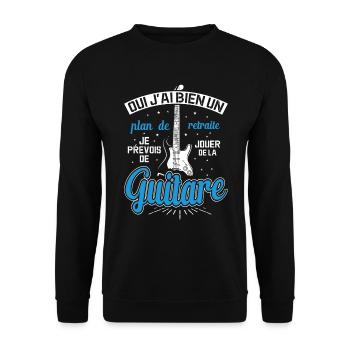 Mon Plan De Retraite C'est Jouer De Guitare - Sweat-shirt Unisexe - noir - Devant - Alina (178cm) & Michal (187cm)