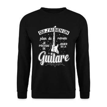 Mon Plan De Retraite C'est Jouer De Guitare - Sweat-shirt Unisexe - noir - Devant - Alina (178cm) & Michal (187cm)