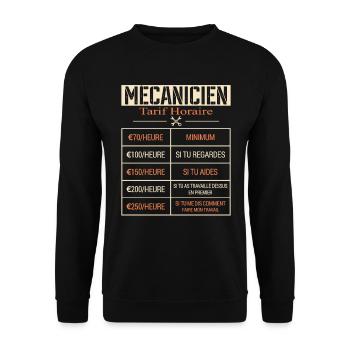 Tarif Horaire D'un Mécanicien Cadeau Humour - Sweat-shirt Unisexe - noir - Devant - Alina (178cm) & Michal (187cm)