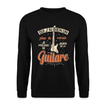 Mon Plan De Retraite C'est Jouer De Guitare - Sweat-shirt Unisexe - noir - Devant - Alina (178cm) & Michal (187cm)