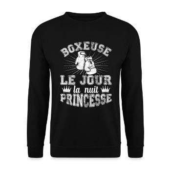 Boxeuse Le Jour La Nuit Princesse - Sweat-shirt Unisexe - noir - Devant - Alina (178cm) & Michal (187cm)