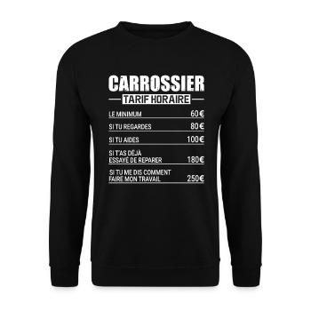 Le Tarif Horaire D'un Carrossier - Sweat-shirt Unisexe - noir - Devant - Alina (178cm) & Michal (187cm)