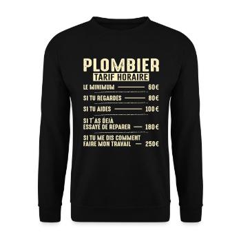 Le Tarif Horaire D'un Plombier - Sweat-shirt Unisexe - noir - Devant - Alina (178cm) & Michal (187cm)