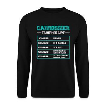 Le Tarif Horaire D'un Carrossier - Sweat-shirt Unisexe - noir - Devant - Alina (178cm) & Michal (187cm)