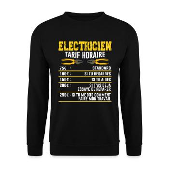Le Tarif Horaire D'un Électricien - Sweat-shirt Unisexe - noir - Devant - Alina (178cm) & Michal (187cm)