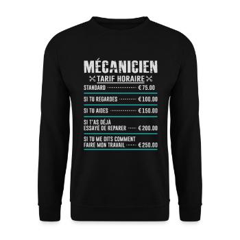 Le Tarif Horaire D'un Mécanicien - Sweat-shirt Unisexe - noir - Devant - Alina (178cm) & Michal (187cm)
