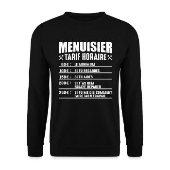 Le Tarif Horaire D'un Menuisier - Sweat-shirt Unisexe - noir - Devant - Alina (178cm) & Michal (187cm)