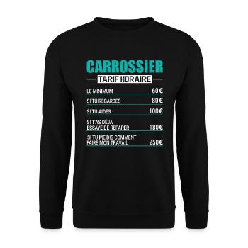 Le Tarif Horaire D'un Carrossier - Sweat-shirt Unisexe - noir - Devant - Alina (178cm) & Michal (187cm)