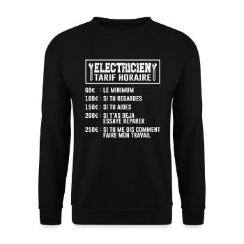 Le Tarif Horaire D'un Électricien - Sweat-shirt Unisexe - noir - Devant - Alina (178cm) & Michal (187cm)