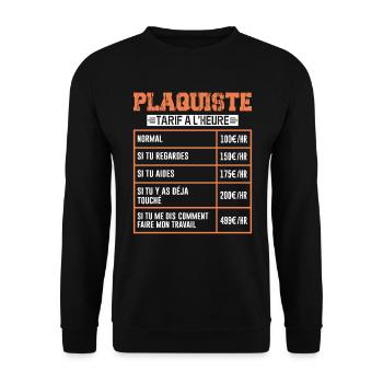 Le Tarif Horaire D'un Plaquiste - Sweat-shirt Unisexe - noir - Devant - Alina (178cm) & Michal (187cm)